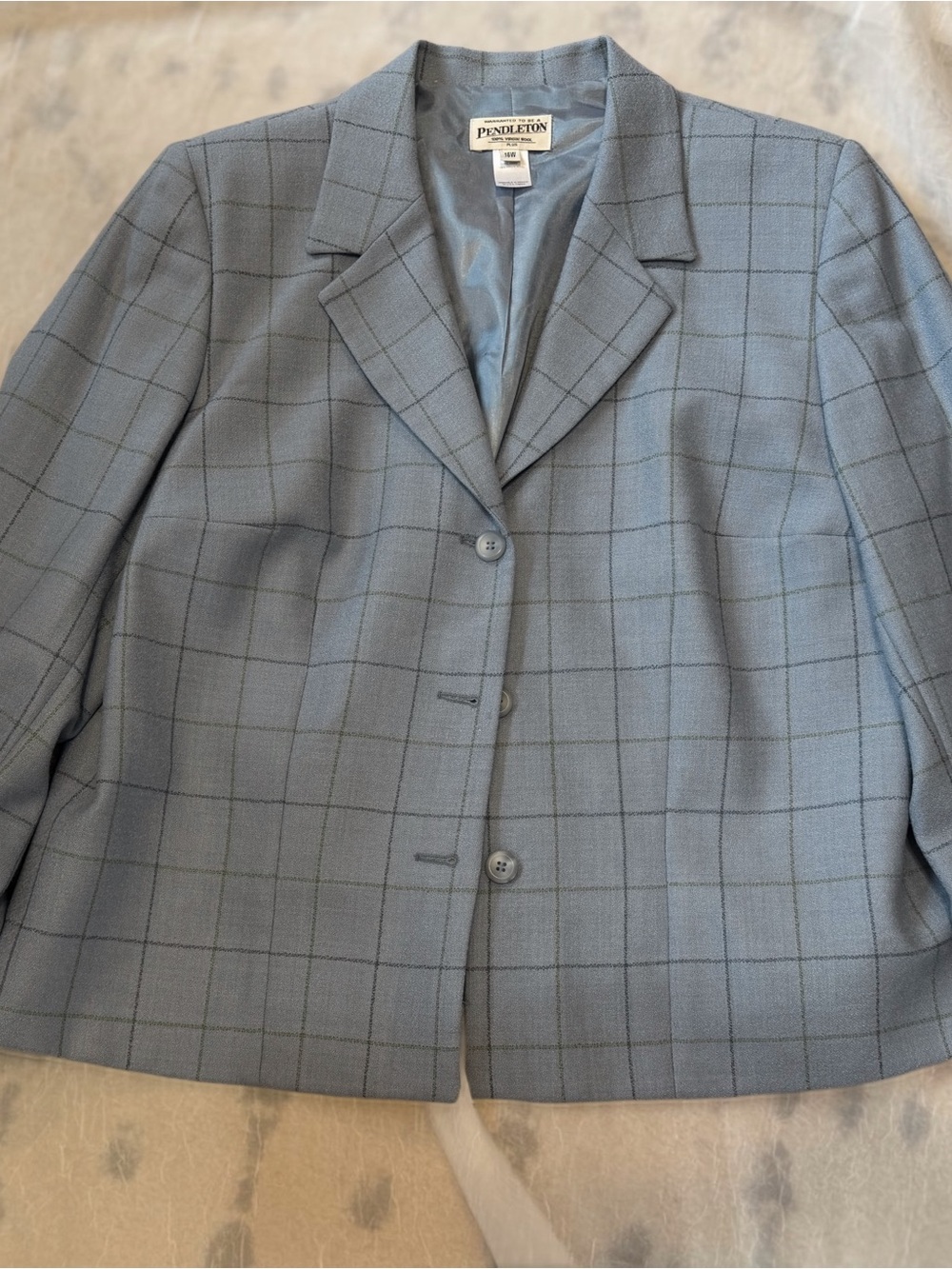 Pendleton Light Blue Windowpane Wool Blazer
